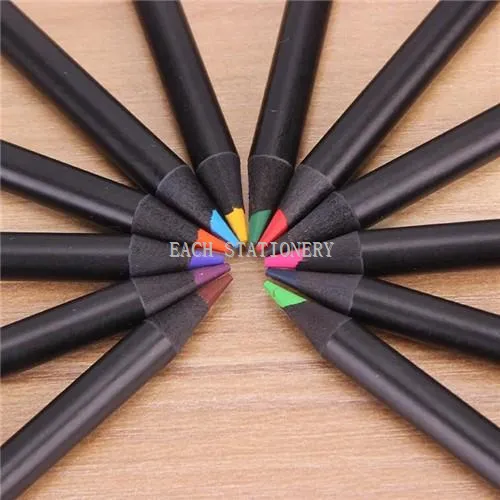 Small Black Wood Colored Pencils 12pcs Packed Paper Tube